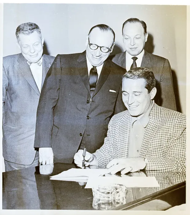 Framed Print : Perry Como Signs Contract