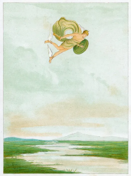 Framed Print : Perseus. Vintage engraving from 1883 showing a scene