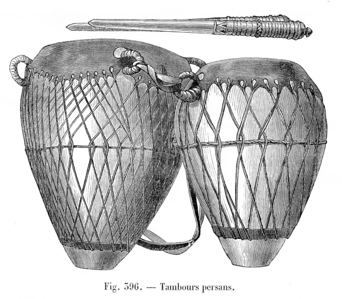 Framed Print : Persian drums engraving 1881