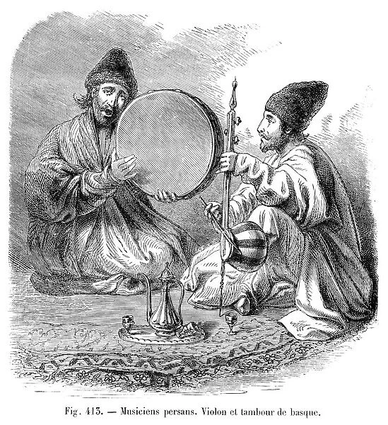Persian musicians engraving 1881
