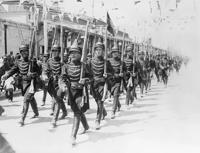 Framed Print : Persian Soldiers Marching at Coronation Framed Print : Persian Soldiers Marching at Coronation