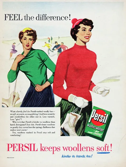 Framed Print : Persil. 1956: Advertisement for Persil laundry powder with the caption FEEL the difference Framed Print : Persil. 1956: Advertisement for Persil laundry powder with the caption FEEL the difference