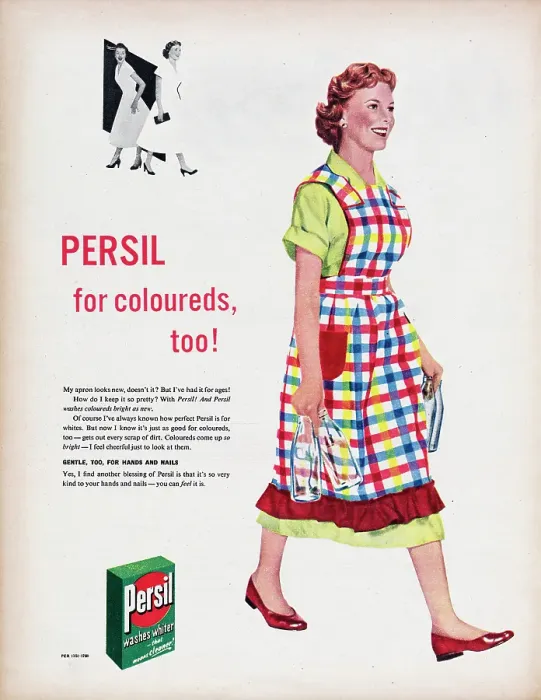Framed Print : Persil. 1955: Advertisement for Persil powder laundry detergent with the Framed Print : Persil. 1955: Advertisement for Persil powder laundry detergent with the