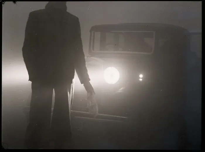 Framed Print : Person Guiding Automobile Through Fog Framed Print : Person Guiding Automobile Through Fog