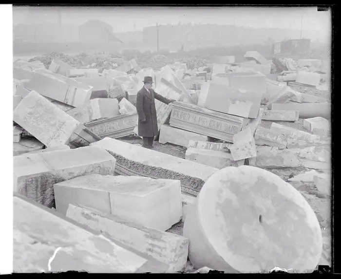 Framed Print : Person Standing Among Broken Marble Columns Framed Print : Person Standing Among Broken Marble Columns