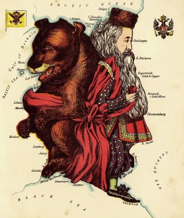 Framed Print : Personified map, c. 1880, Russia, depicted with a Pope and a Bear, Historical, digitally restored reproduction from a 19th century original Framed Print : Personified map, c. 1880, Russia, depicted with a Pope and a Bear, Historical, digitally restored reproduction from a 19th century original