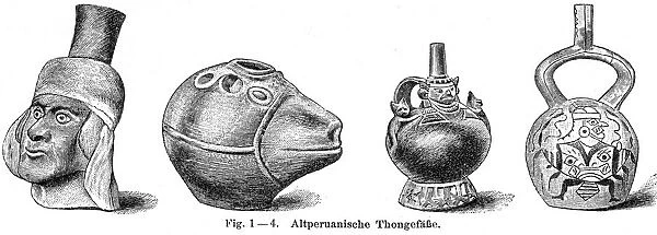 Peruvian anceint ceramic engraving 1895