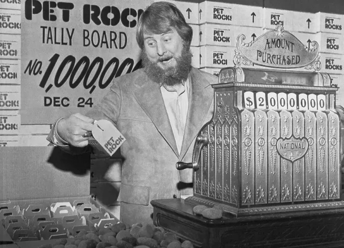 Framed Print : Pet Rock Creator Gary Dahl Working Behind Register Framed Print : Pet Rock Creator Gary Dahl Working Behind Register