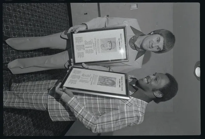 Framed Print : Pete Rose and Archie Griffin Holding Their Awards Framed Print : Pete Rose and Archie Griffin Holding Their Awards