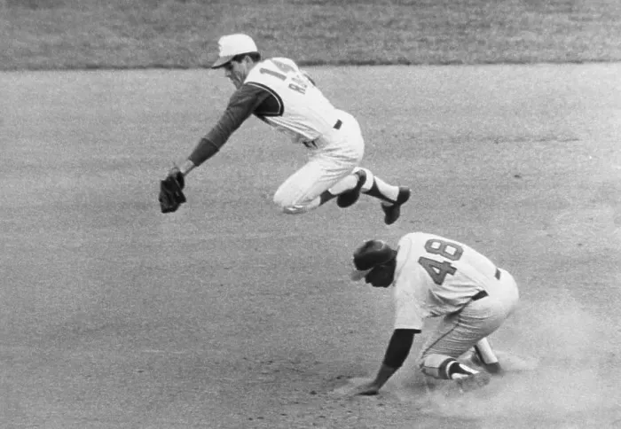 Framed Print : Pete Rose Attempting to Tag Base Runner Framed Print : Pete Rose Attempting to Tag Base Runner