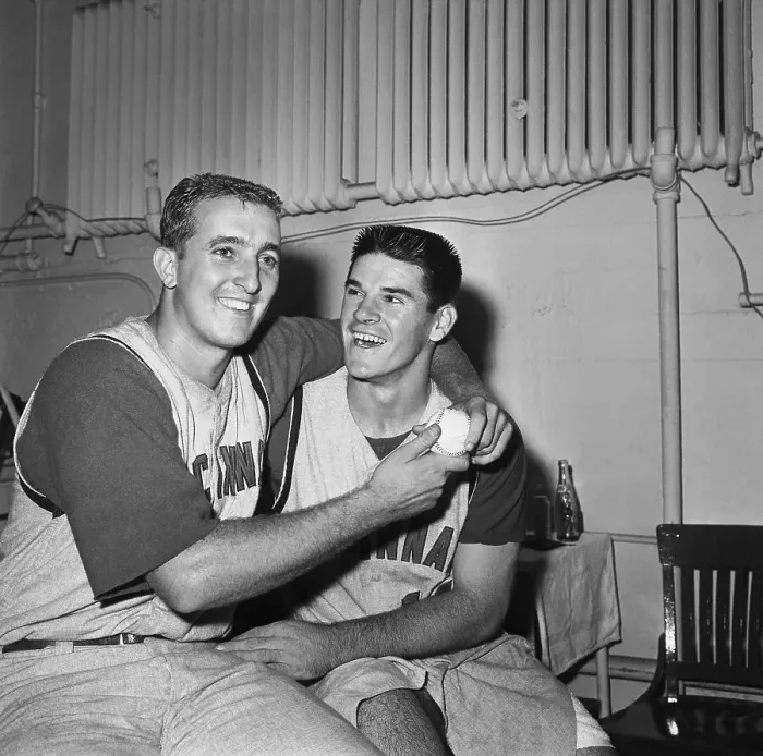 Framed Print : Pete Rose with Jim Maloney After Victory Framed Print : Pete Rose with Jim Maloney After Victory