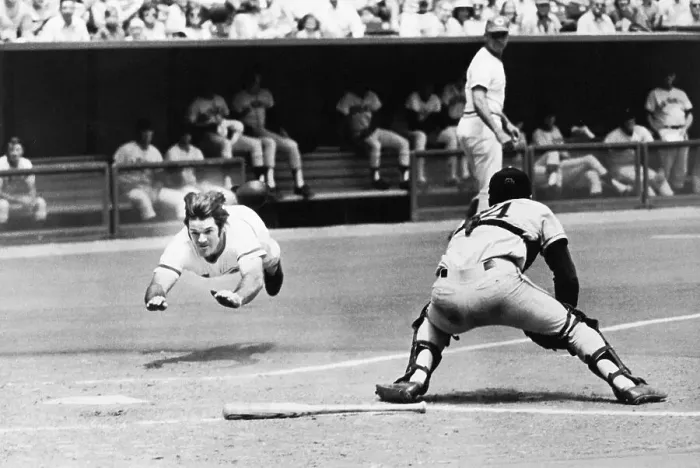 Framed Print : Pete Rose Levitates Diving For Homeplate Framed Print : Pete Rose Levitates Diving For Homeplate