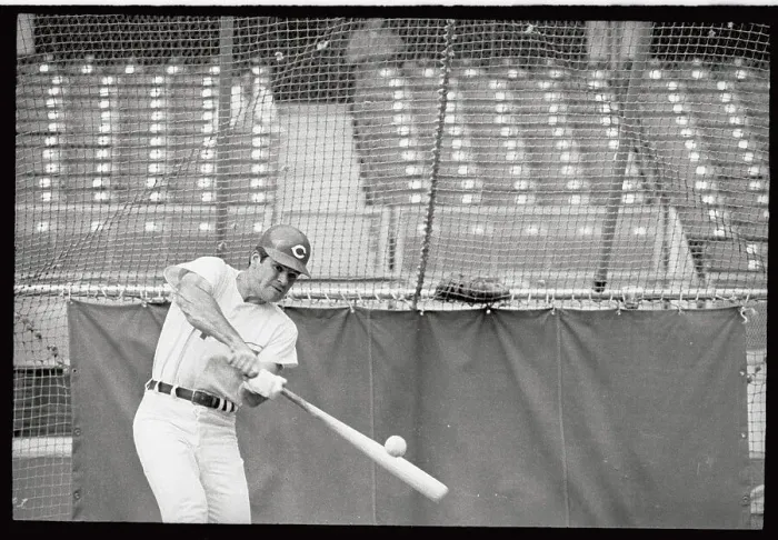 Framed Print : Pete Rose Practicing Batting