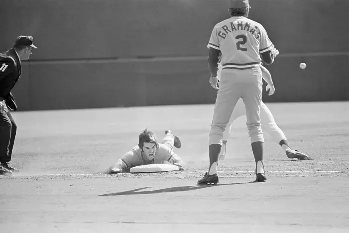 Framed Print : Pete Rose Sliding Into Third Base