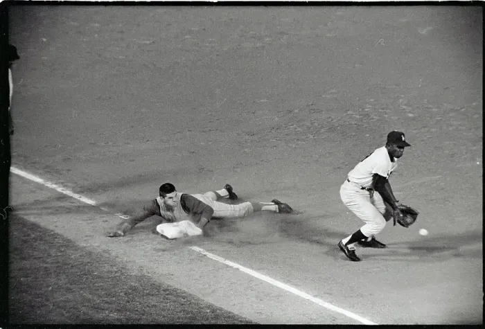 Framed Print : Pete Rose Sliding Headfirst On Belly