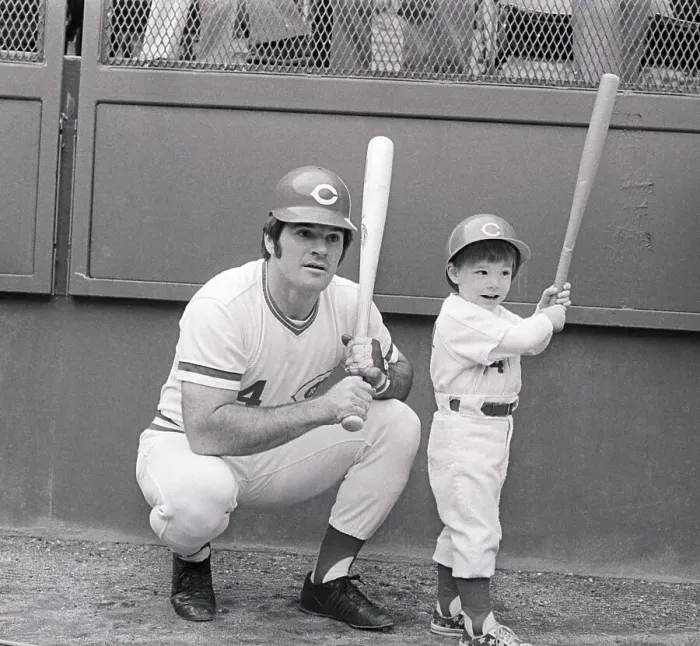 Framed Print : Pete Rose And Son Holding Bats Framed Print : Pete Rose And Son Holding Bats