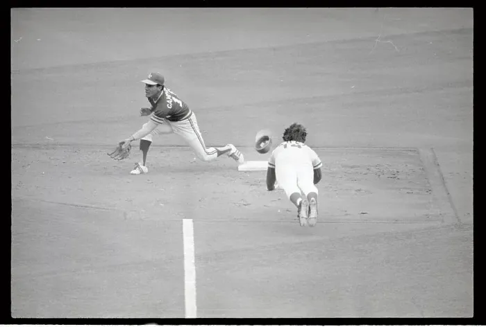 Framed Print : Pete Rose Stealing Second Base