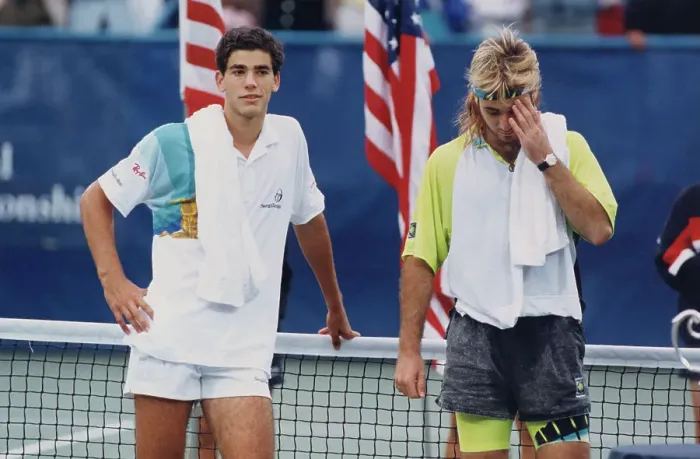 Framed Print : Pete Sampras and Andre Agassi Framed Print : Pete Sampras and Andre Agassi