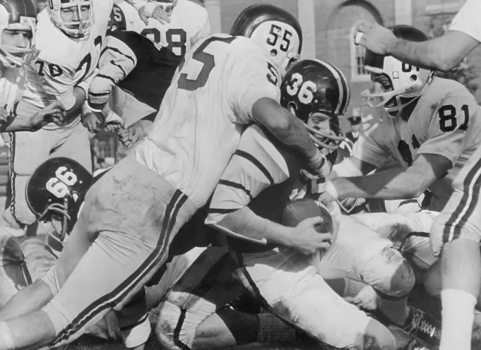 Framed Print : Pete Thorbahn Being Tackled Framed Print : Pete Thorbahn Being Tackled