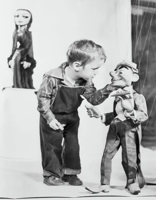 Framed Print : Peter Baird Inspecting Puppet Framed Print : Peter Baird Inspecting Puppet