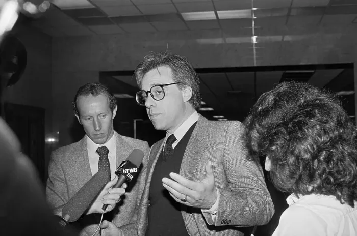 Framed Print : Peter Bogdanovich Conversing with Reporters Framed Print : Peter Bogdanovich Conversing with Reporters