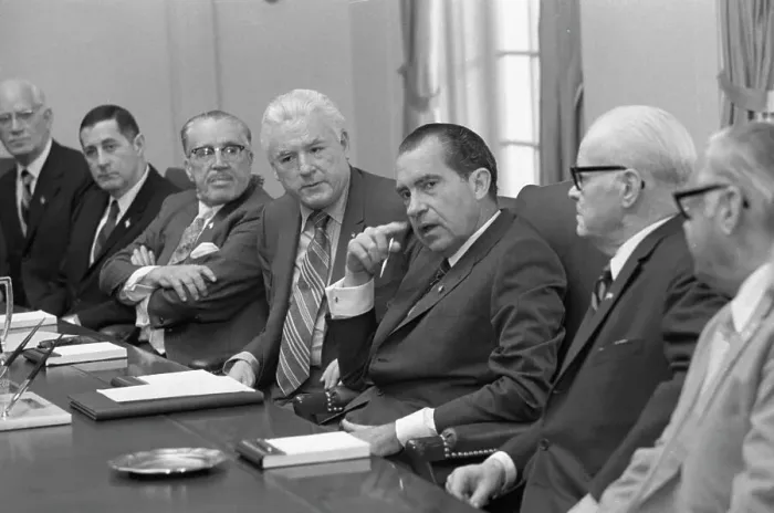 Framed Print : Peter Brennan And Richard Nixon Meet At White House Framed Print : Peter Brennan And Richard Nixon Meet At White House