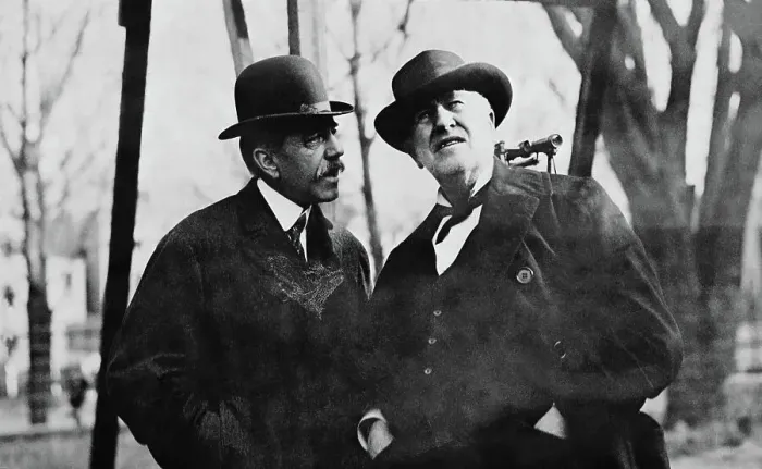 Framed Print : Peter Cooper Hewitt with Thomas Edison Framed Print : Peter Cooper Hewitt with Thomas Edison