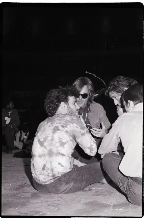 Framed Print : Peter Fonda Talks with Jerry Rubin Framed Print : Peter Fonda Talks with Jerry Rubin