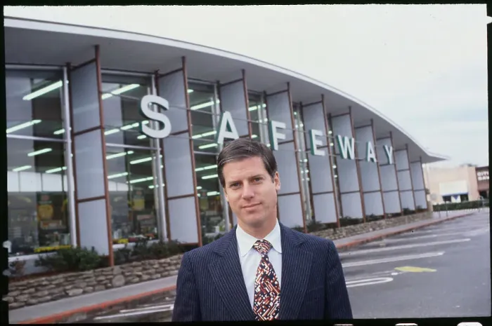 Framed Print : Peter McGowan Posing Outside Safeway Store