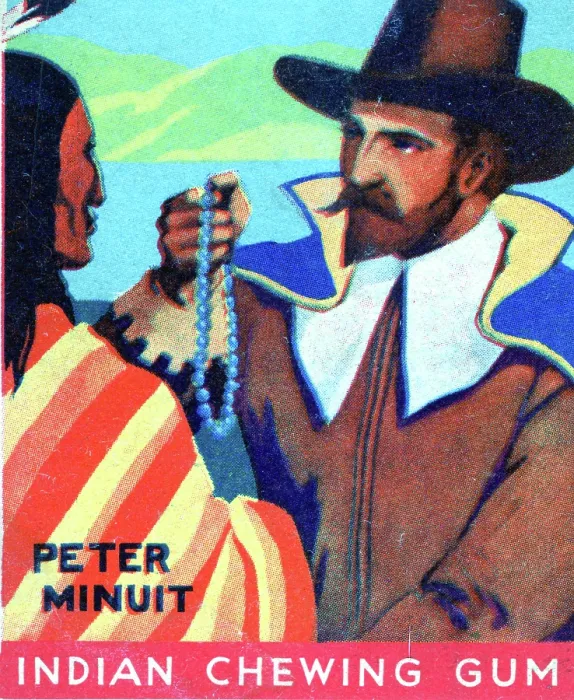 Framed Print : Peter Minuit, Collectible Gum Card, 1933