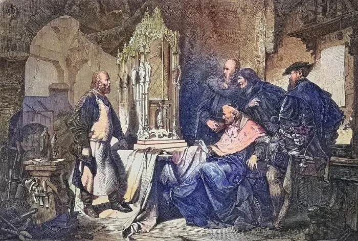 Framed Print : Peter Vischer the Elder, 1455, 1529, a German sculptor and redsmith, in his foundry in Nuremberg, Bavaria, Germany, historical engraving, 1869, Historic, digitally restored reproduction from a 19th century original, coloured, exact date unknown Framed Print : Peter Vischer the Elder, 1455, 1529, a German sculptor and redsmith, in his foundry in Nuremberg, Bavaria, Germany, historical engraving, 1869, Historic, digitally restored reproduction from a 19th century original, coloured, exact date unknown