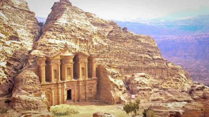 Framed Print : Petra Monastery and Petra valley panoramic view Framed Print : Petra Monastery and Petra valley panoramic view