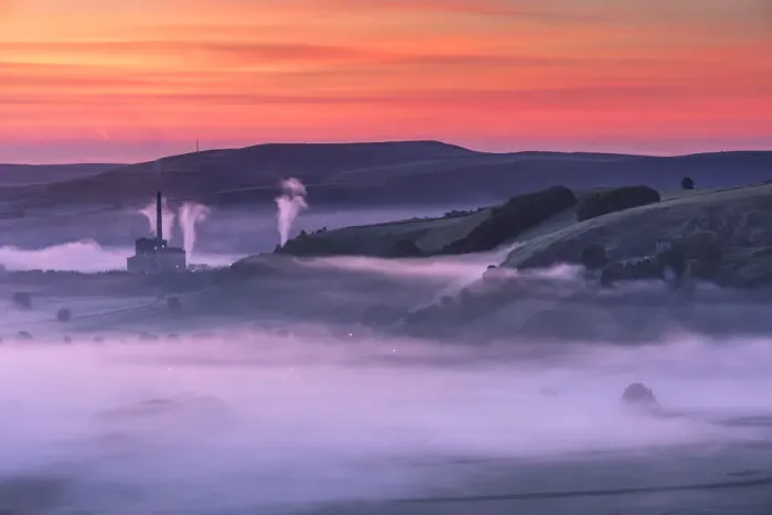 Framed Print : Peveril Castle, Autumn sunrise, Castleton, English Peak District. UK Framed Print : Peveril Castle, Autumn sunrise, Castleton, English Peak District. UK
