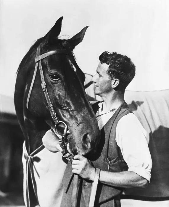 Framed Print : Phar Lap and Trainer Entering Track Framed Print : Phar Lap and Trainer Entering Track