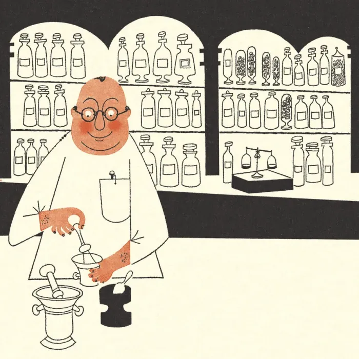 Framed Print : Pharmacist Making Medicines