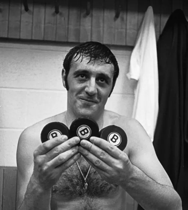 Framed Print : Phil Esposito Holding Three Pucks Framed Print : Phil Esposito Holding Three Pucks