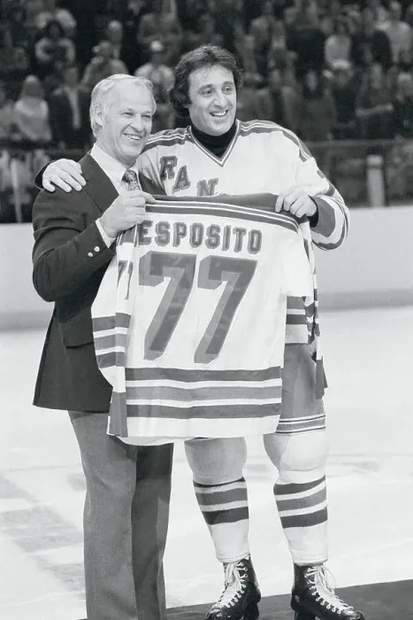 Framed Print : Phil Esposito Posing with Jersey