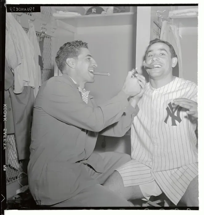 Framed Print : Phil Rizzuto Lighting Cigar for Yogi Berra Framed Print : Phil Rizzuto Lighting Cigar for Yogi Berra