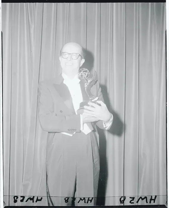 : Phil Silvers Holding His Emmy Award : Phil Silvers Holding His Emmy Award