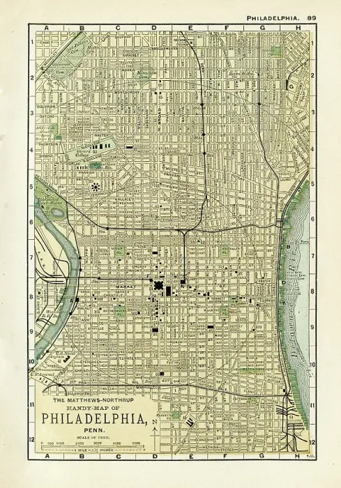 Framed Print : Philadelphia Penn USA map 1898 Framed Print : Philadelphia Penn USA map 1898