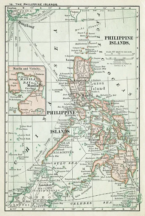 Framed Print : Philippines map 1898