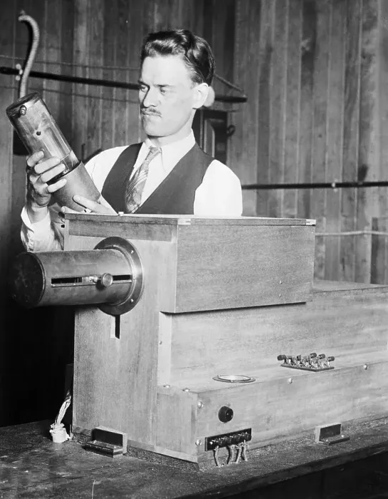 Framed Print : Philo T. Farnsworth With Early Television Components Framed Print : Philo T. Farnsworth With Early Television Components