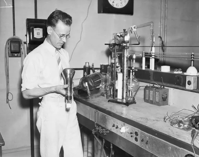 Framed Print : Philo T. Farnsworth Holding Television Components Framed Print : Philo T. Farnsworth Holding Television Components