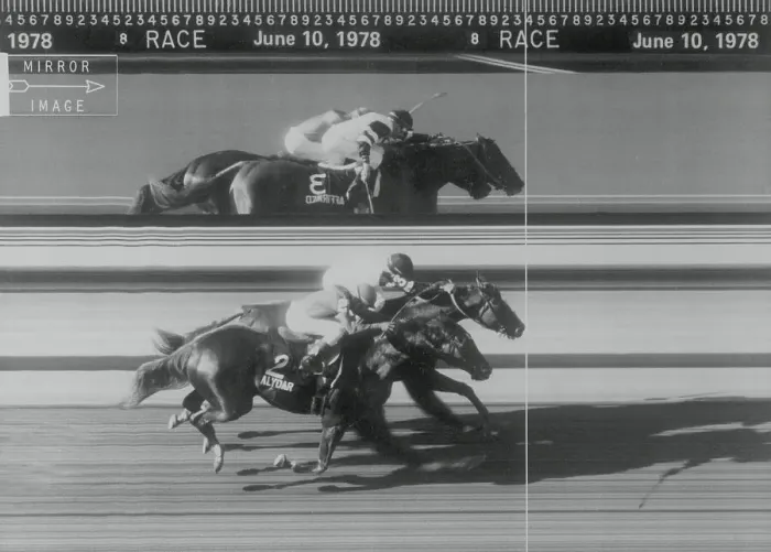 Framed Print : Photo Finish Revealing Winner