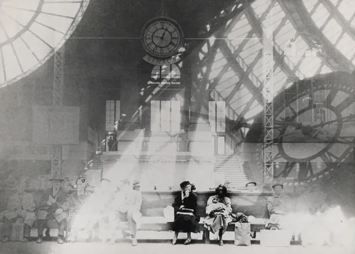 Framed Print : Photo Montage of Original Penn Station in the 1950's Framed Print : Photo Montage of Original Penn Station in the 1950's