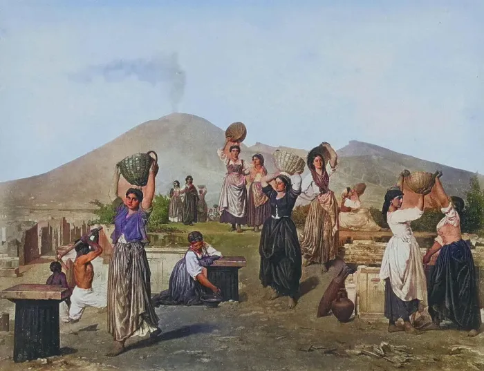 Framed Print : Photo reproduction of a painting by an unknown painter showing Italian woman excavating near Pompeii, 1878, Italy, Historic, digitally restored reproduction of a photograph by Giorgio Sommer, coloured Framed Print : Photo reproduction of a painting by an unknown painter showing Italian woman excavating near Pompeii, 1878, Italy, Historic, digitally restored reproduction of a photograph by Giorgio Sommer, coloured