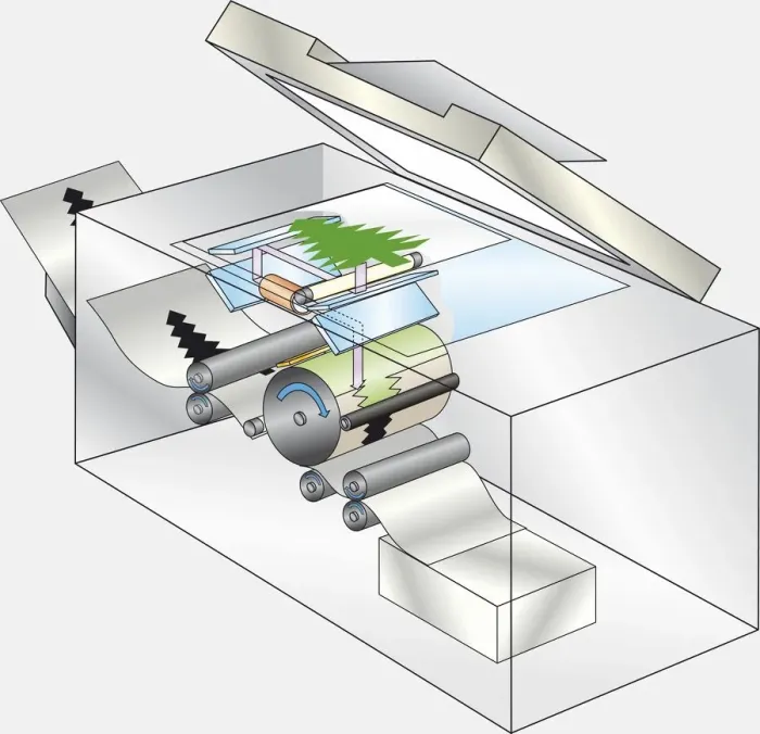 Framed Print : Photocopier, cross-section digital illustration