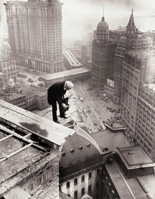 Framed Print : Photographer Atop Skyscraper Framed Print : Photographer Atop Skyscraper