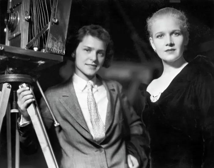 Framed Print : Photographer Margaret Bourke-White with Actress Ann Harding Framed Print : Photographer Margaret Bourke-White with Actress Ann Harding