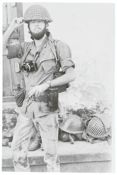 Framed Print : Photographer Wearing Soldier's Helmet Framed Print : Photographer Wearing Soldier's Helmet